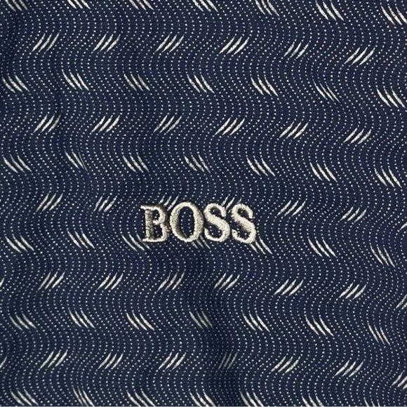 Hugo Boss Mens Cotton Button Down Shirt Size XXL Blue Long Sleeve Collar Pocket - Picture 13 of 13